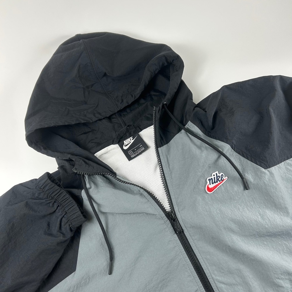 Nike Men's S Colorblock Heritage Windbreaker Zip Up Y2K VTG Mesh Jacket Gray